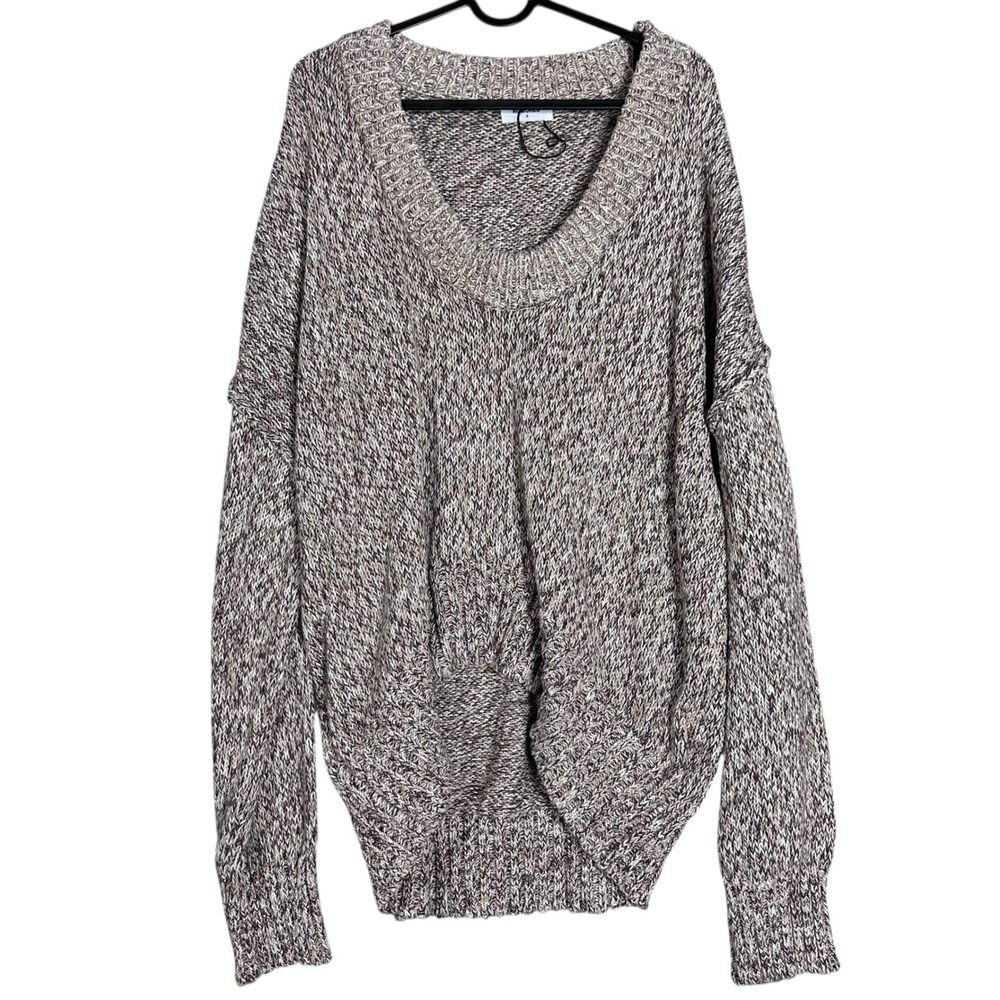 Rumored‎ small Slouchy Sweater cotton brown beige chunky cozy warm oversized